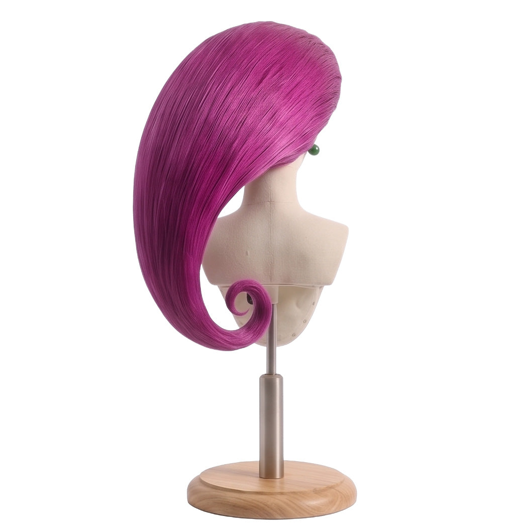 Back view of Jessie Team Rocket cosplay wig with dramatic long curl