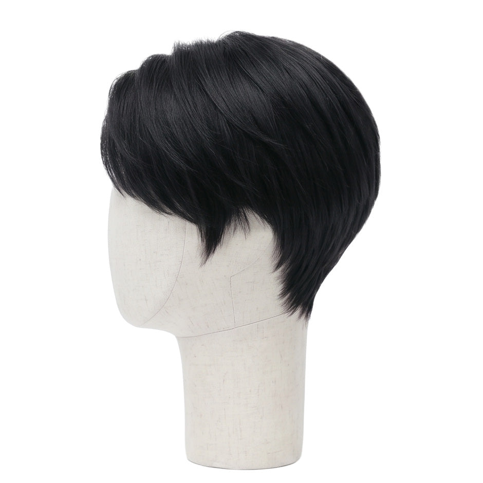 Left side view of KPop Demon Hunters Jinu black basic cosplay wig