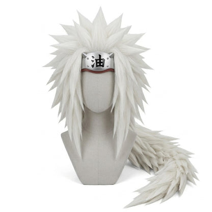 Jiraiya cosplay wig inspired by Naruto – white spiky anime wig by Morojowig