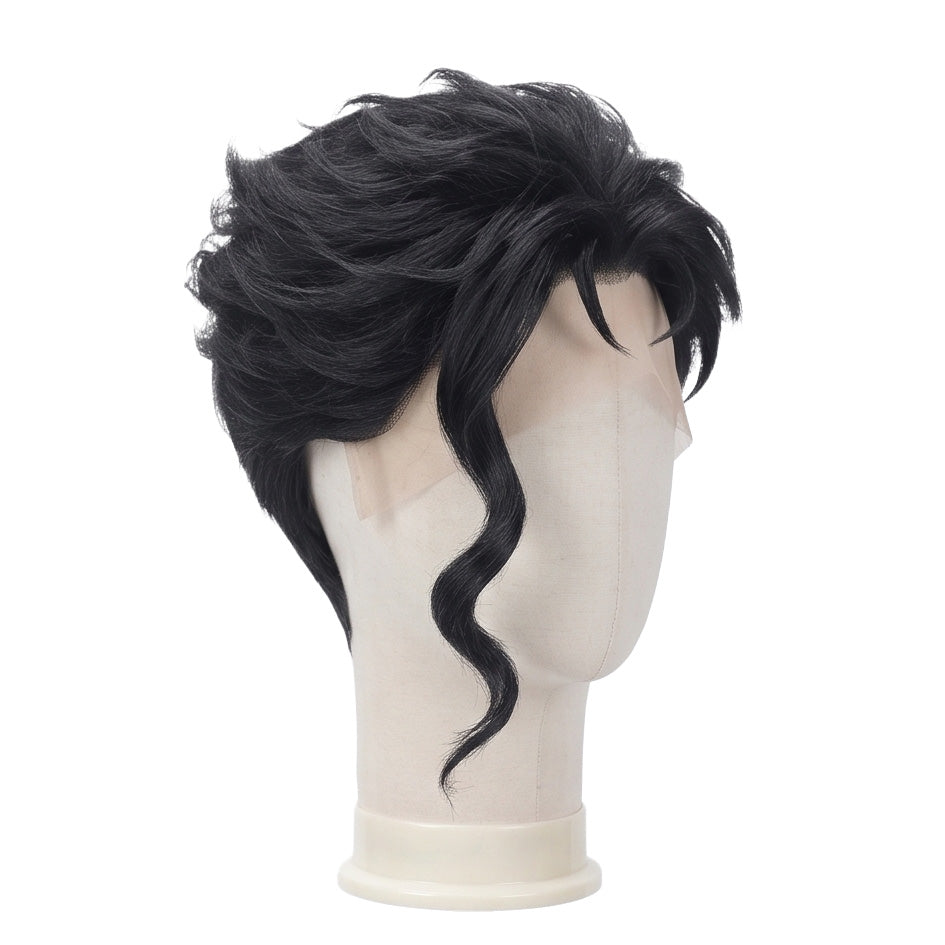 Three-quarter view of Jotaro Kujo spiky black basic cosplay wig