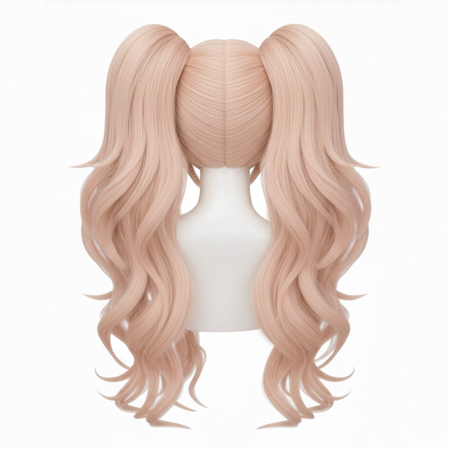 Junko Enoshima anime wig long pink hair back view