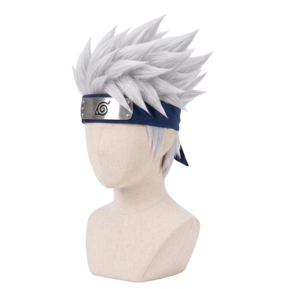 Silver gray anime cosplay wig inspired by Kakashi Hatake from Naruto