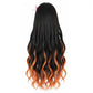 Back view of Nezuko Kamado wig displaying full length and orange accents
