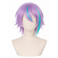 Front view of Rui Kamishiro cosplay wig with purple layered base cut