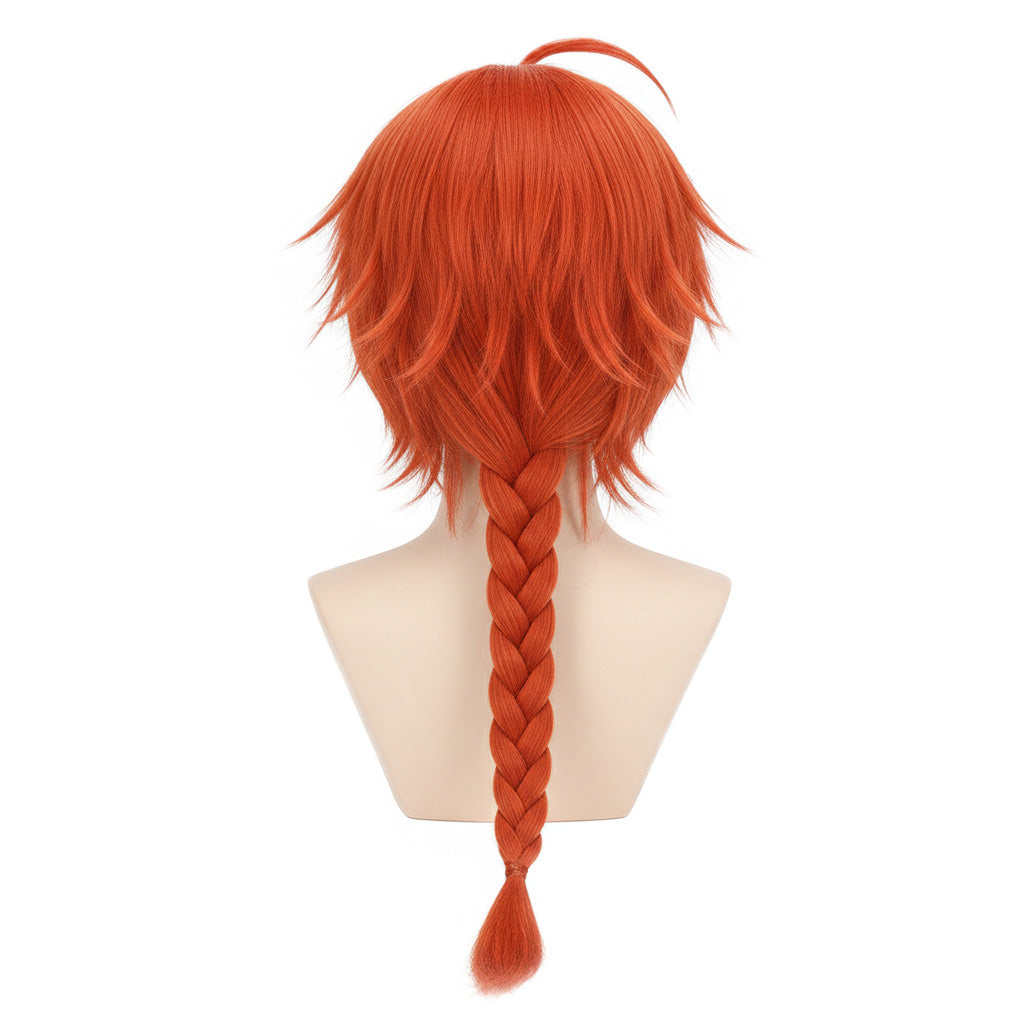 Back view of Kamui cosplay wig with wild, textured styling