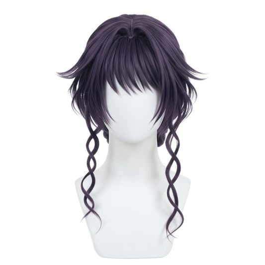 Front view of Kaoruko Waguri cosplay wig with long wavy purplish-black hair