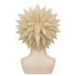 Back view of Katsuki Bakugo wig with layered spiky blond styling