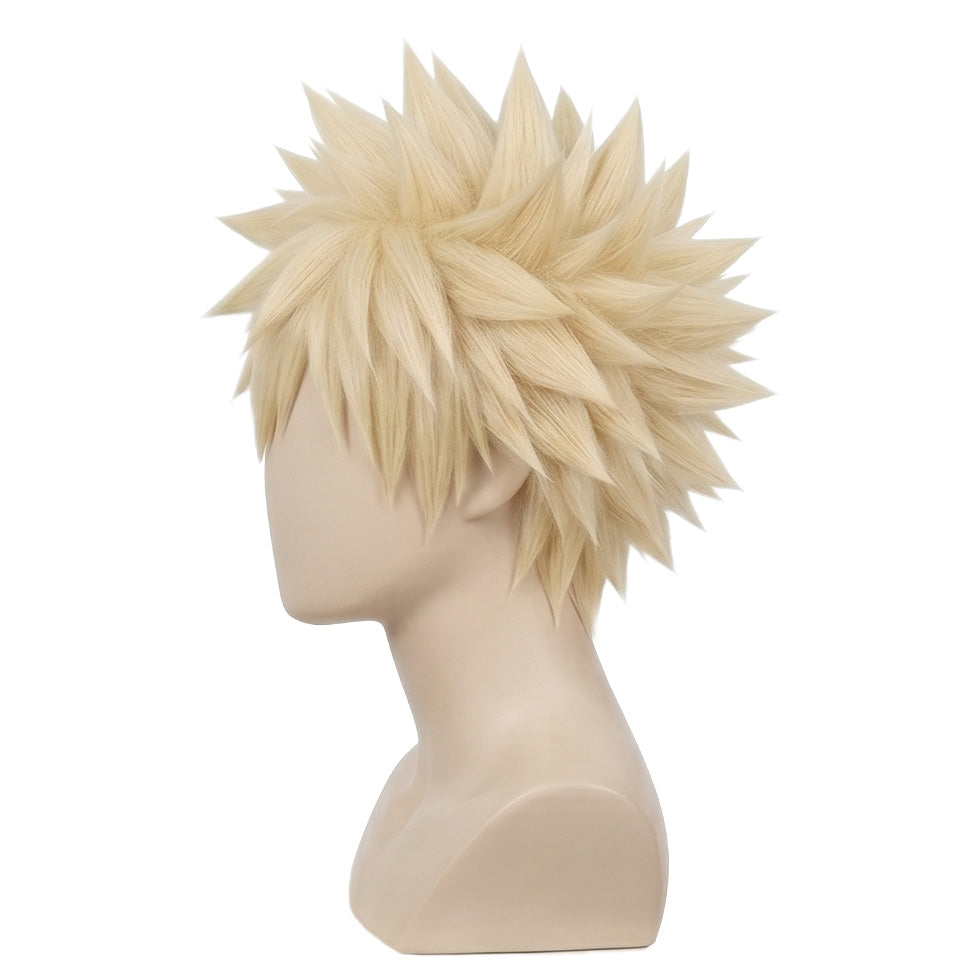 Side view of Bakugo wig showing sharp anime-inspired spikes