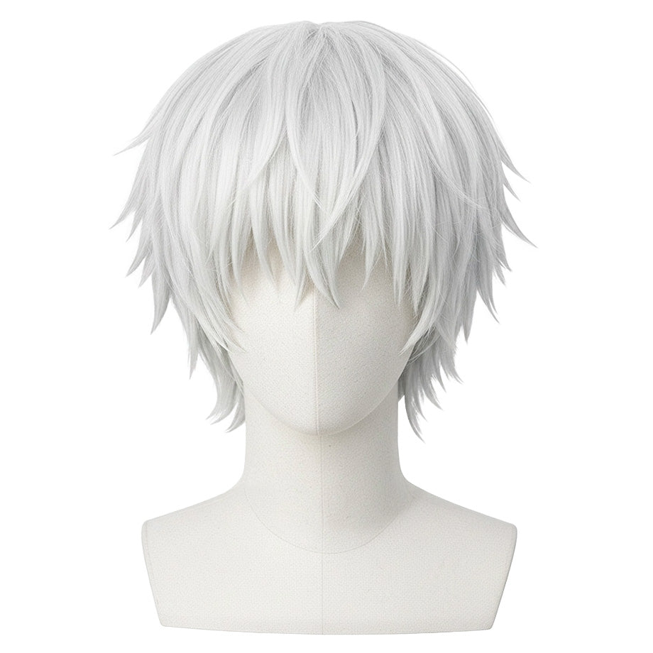 Front view of Ken Kaneki cosplay wig with natural black styling