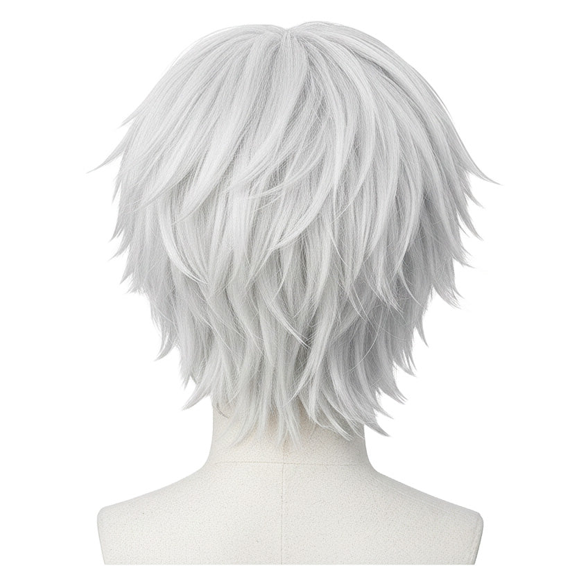 Back view of Ken Kaneki cosplay wig with clean silhouette