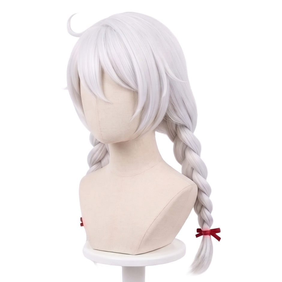White silver anime cosplay wig inspired by Kiana Kaslana from Honkai Impact 3rd