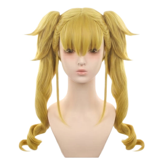 Front view of Kikoru Shinomiya basic cosplay wig with black bows