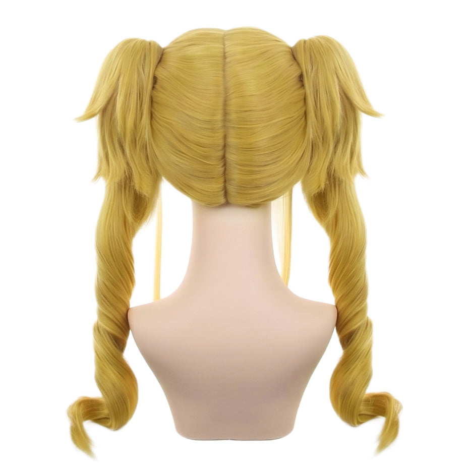 Back view of long blonde Kikoru Shinomiya cosplay wig