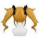 Back view of long blonde Kikoru Shinomiya cosplay wig with twin-tails