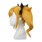 Side view of Kikoru Shinomiya wig showing flowing twin-tails and bow accents