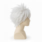 Killua cosplay wig side view showing soft spikes and layered volume