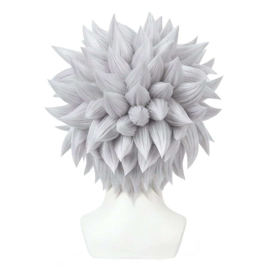 Back view of Killua Zoldyck wig displaying full spiky structure