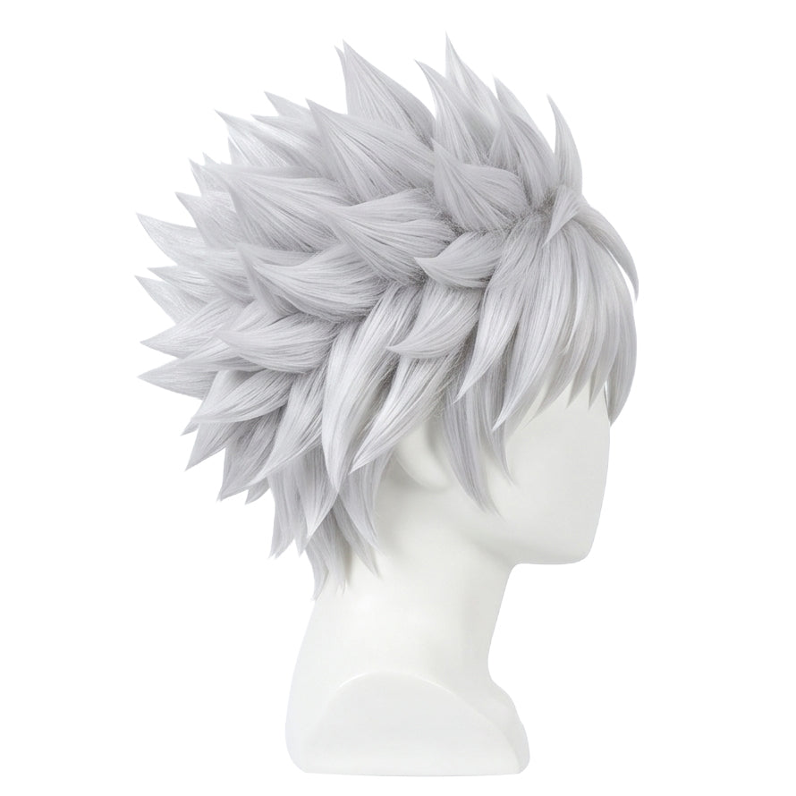Side view of Killua wig showing layered, spiky texture and natural volume