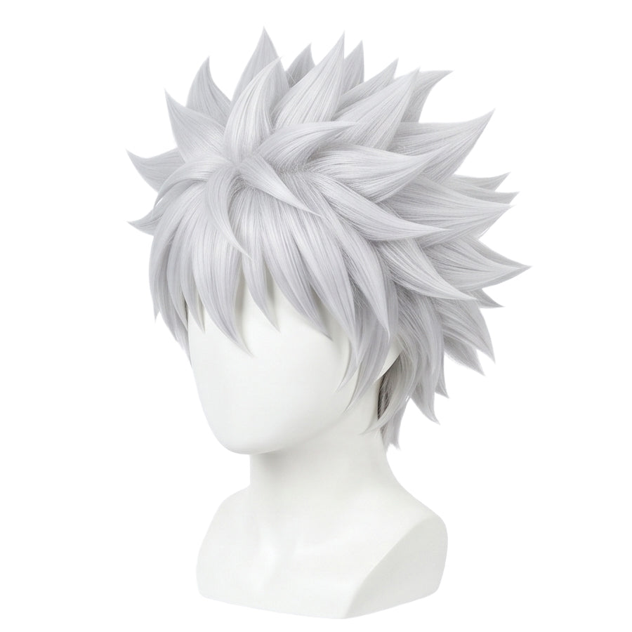 Killua wig fibers showing smooth, heat-resistant white material