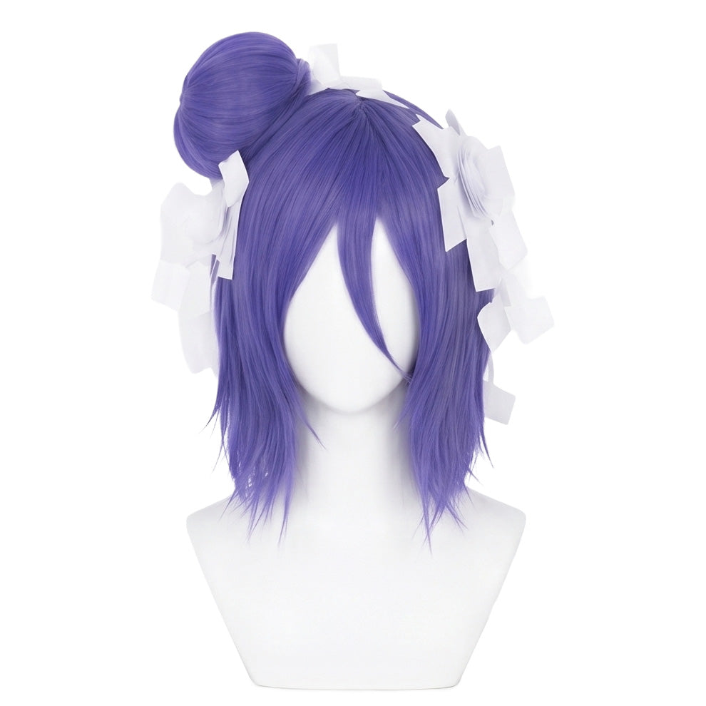 Konan Paper Ninjutsu cosplay wig front view with flowing blue-purple hair