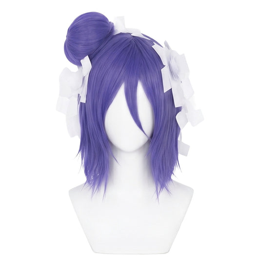 Konan Paper Ninjutsu cosplay wig front view with flowing blue-purple hair