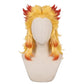 Front view of Kyojuro Rengoku cosplay wig with bright yellow and flame-red hair