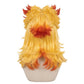 Back view of Flame Hashira cosplay wig featuring messy ponytail