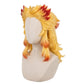 Handmade Kyojuro Rengoku cosplay wig displayed on mannequin with anime-accurate styling