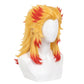 Premium heat-resistant fibers on Kyojuro Rengoku wig