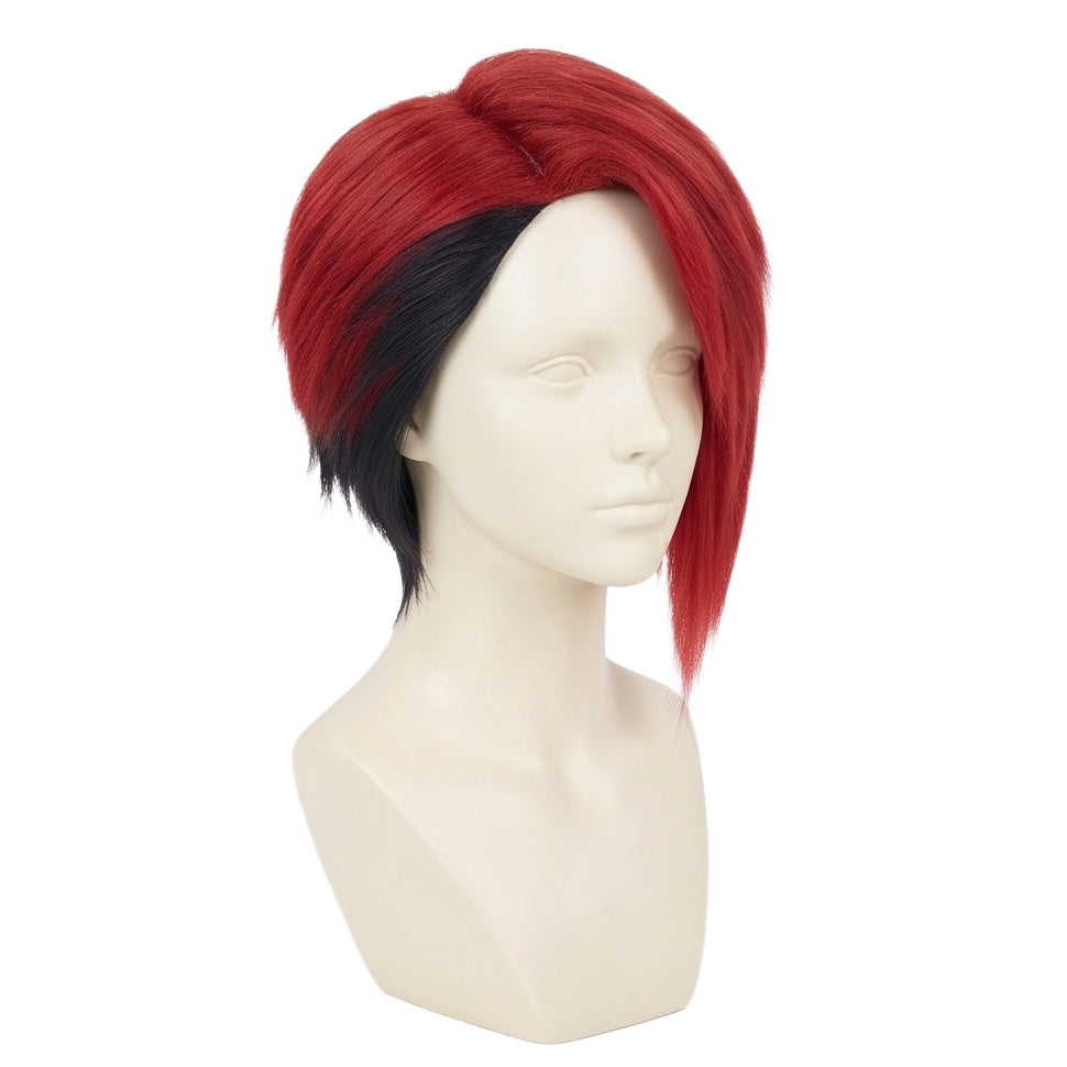 Red anime cosplay wig inspired by Kyouka Nijiku from Gachiakuta