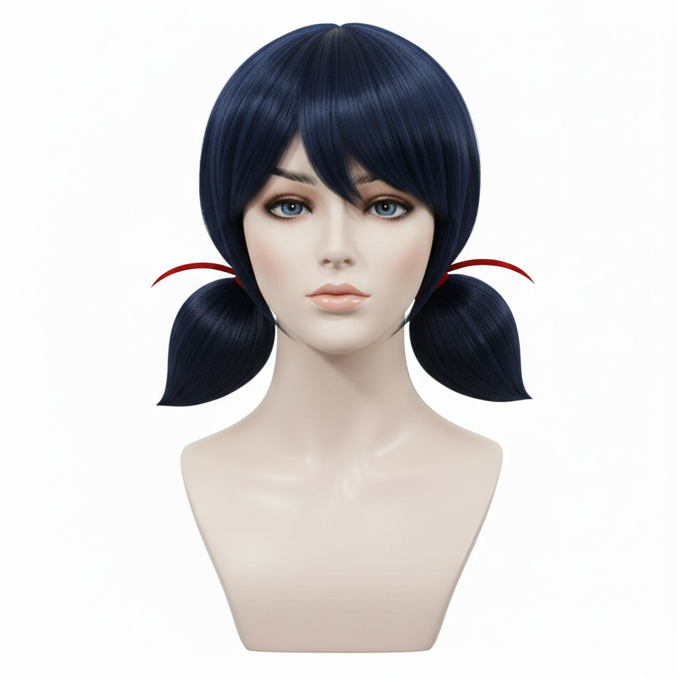 Miraculous Ladybug Blue Ponytail Wig Front View – Marinette Cosplay Wig