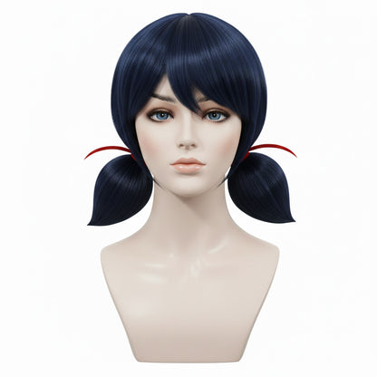 Miraculous Ladybug Blue Ponytail Wig Front View – Marinette Cosplay Wig