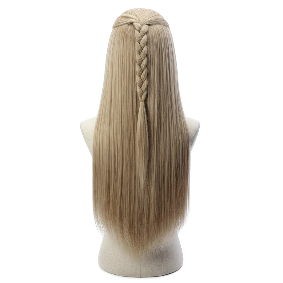 Back view of long blonde Legolas cosplay wig