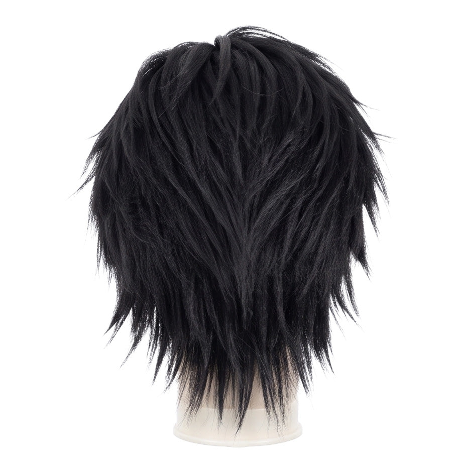 Back view of Lelouch Lamperouge wig featuring smooth layered black purple hair, natural volume, and the refined Code Geass character hairstyle silhouette