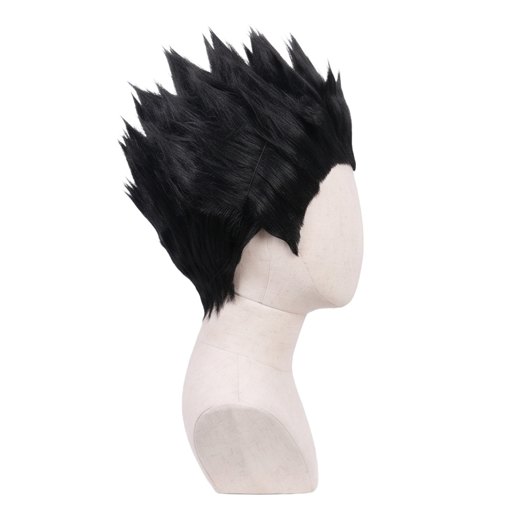Side view of Hunter x Hunter Leorio black basic cosplay wig