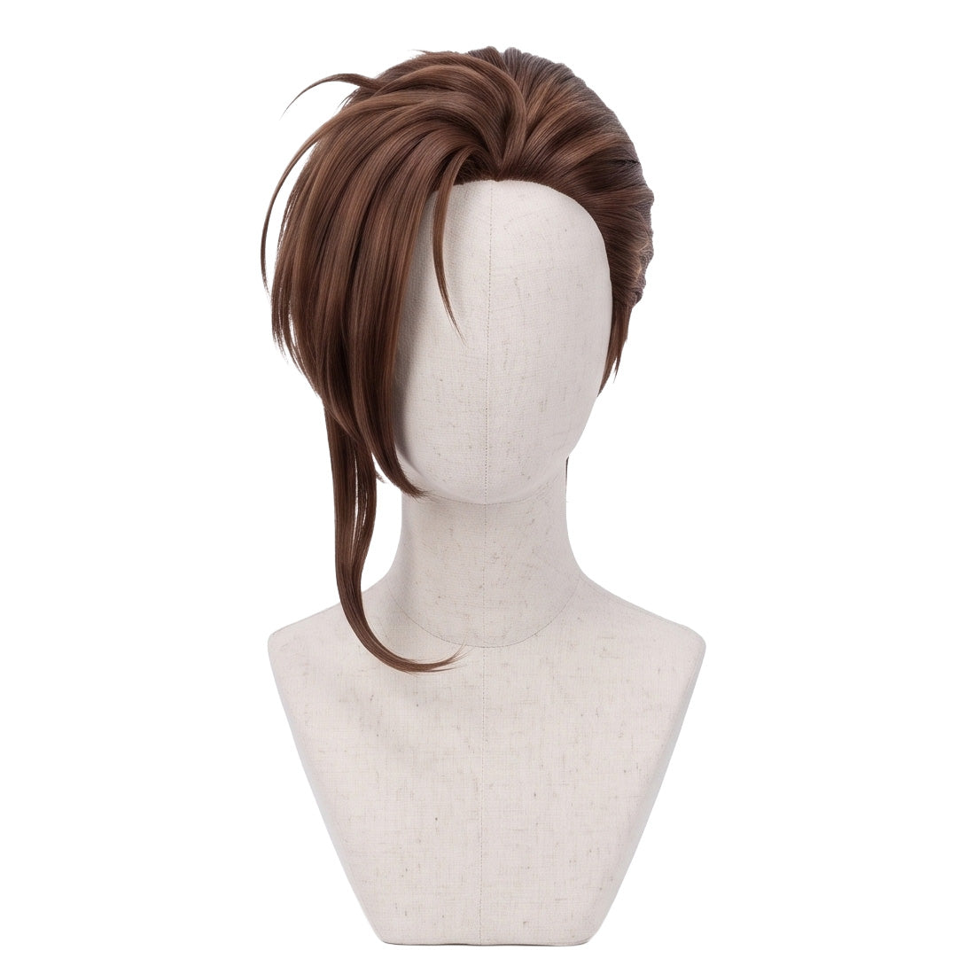 Front view of Lloyd Frontera cosplay wig with brown side-swept hair