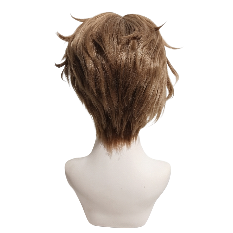 Back view of The Greatest Estate Developer wig with soft brown texture
