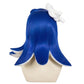 Back view of premium Splatoon Inkling cosplay wig with smooth blue fibers