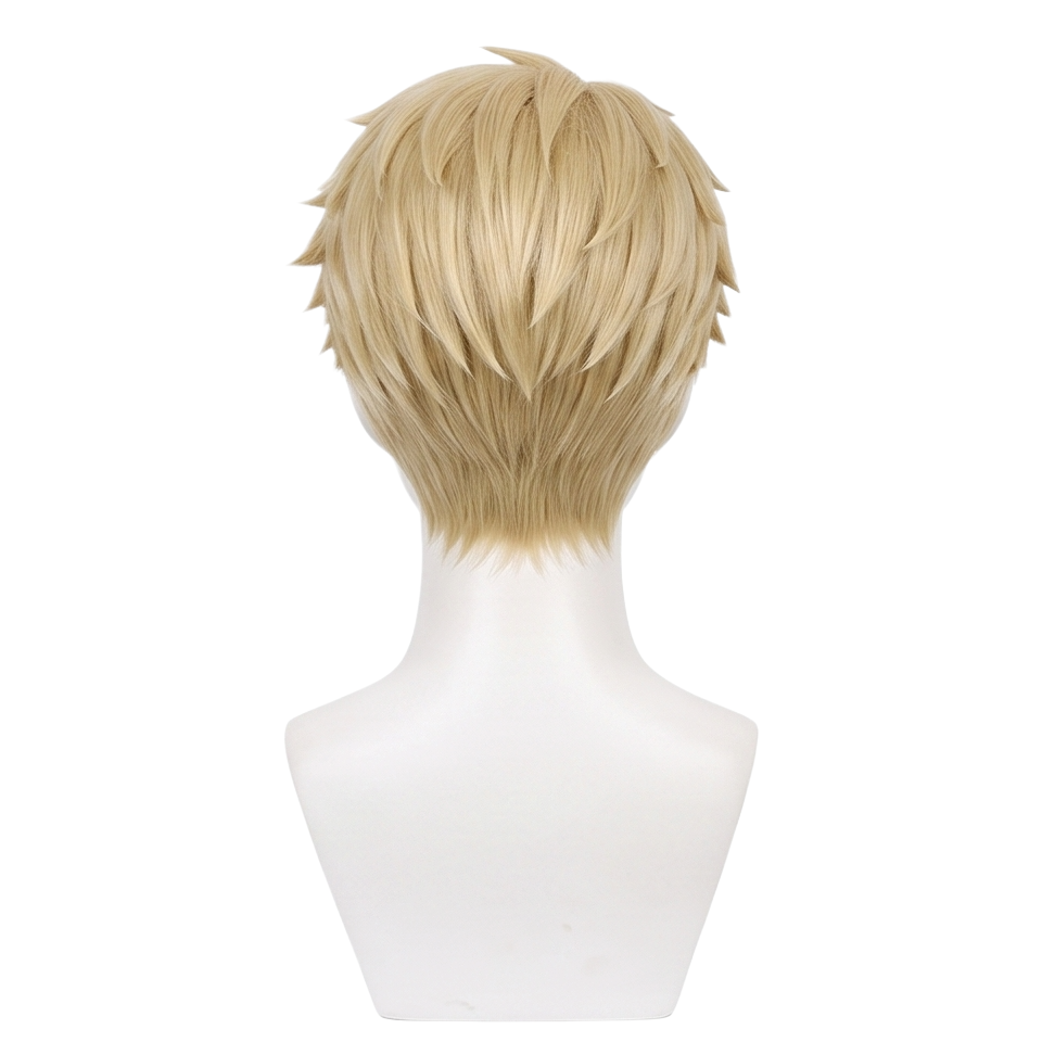 Back view of SPY x FAMILY Loid cosplay wig with natural blond texture