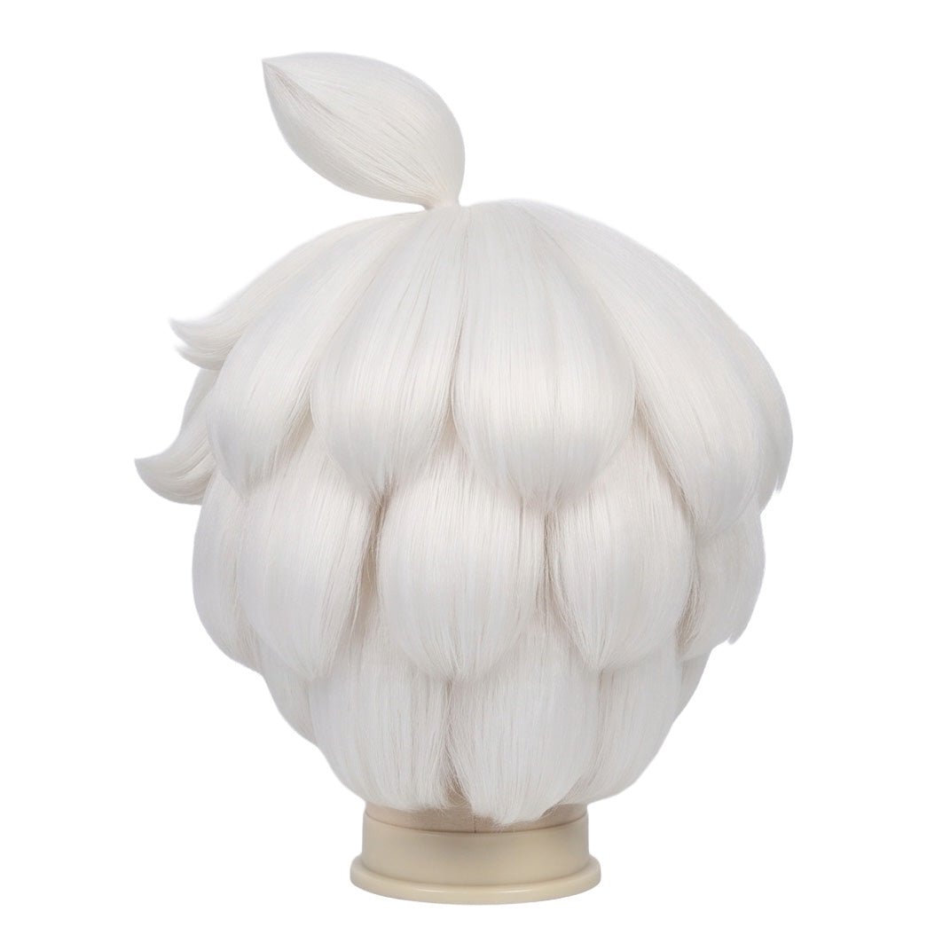 Back view of The Legend of Luo Xiaohei cosplay wig with soft white styling
