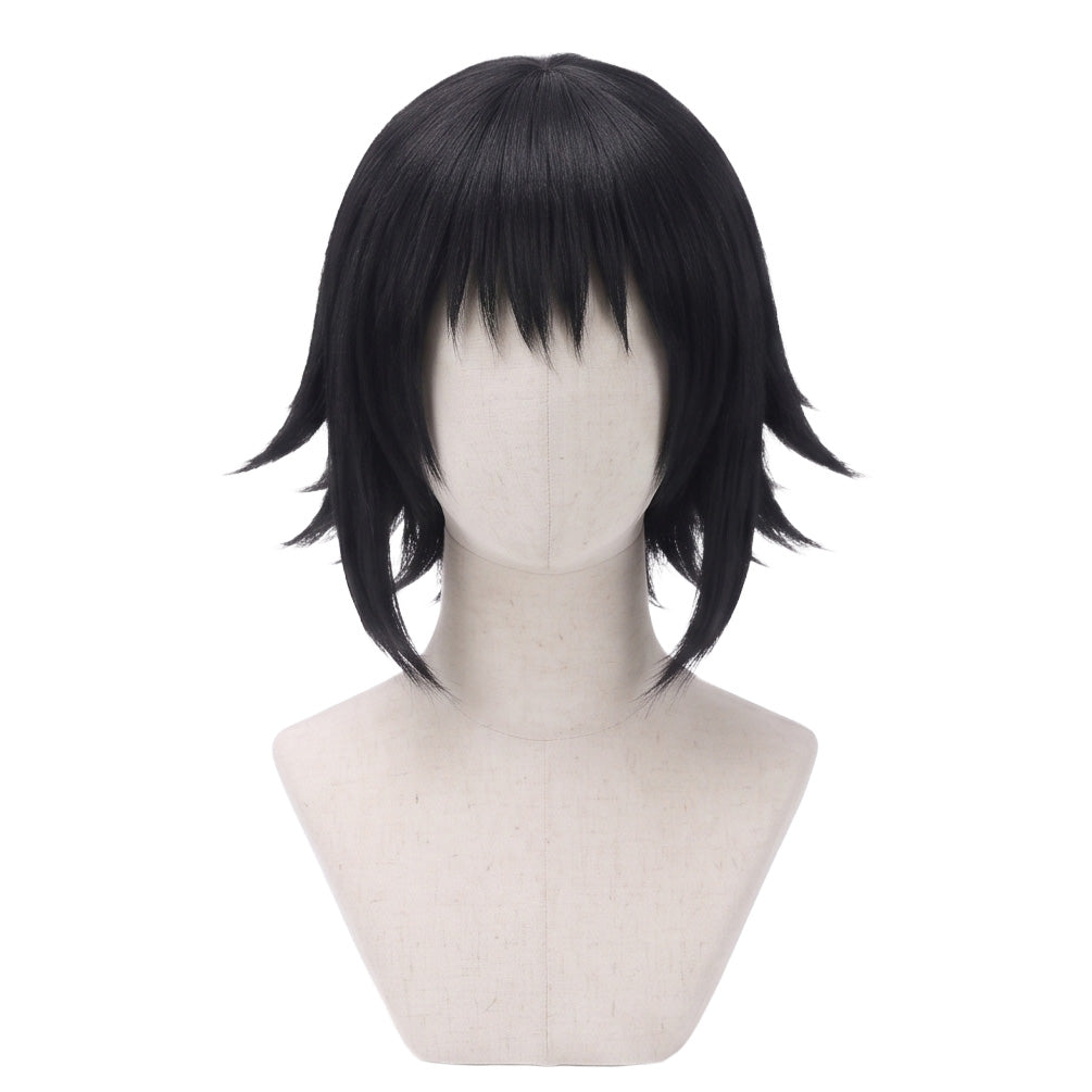 Black anime cosplay wig inspired by Makomo from Demon Slayer