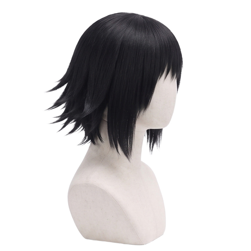 Right side view of Makomo cosplay wig with outward-flipped hair ends
