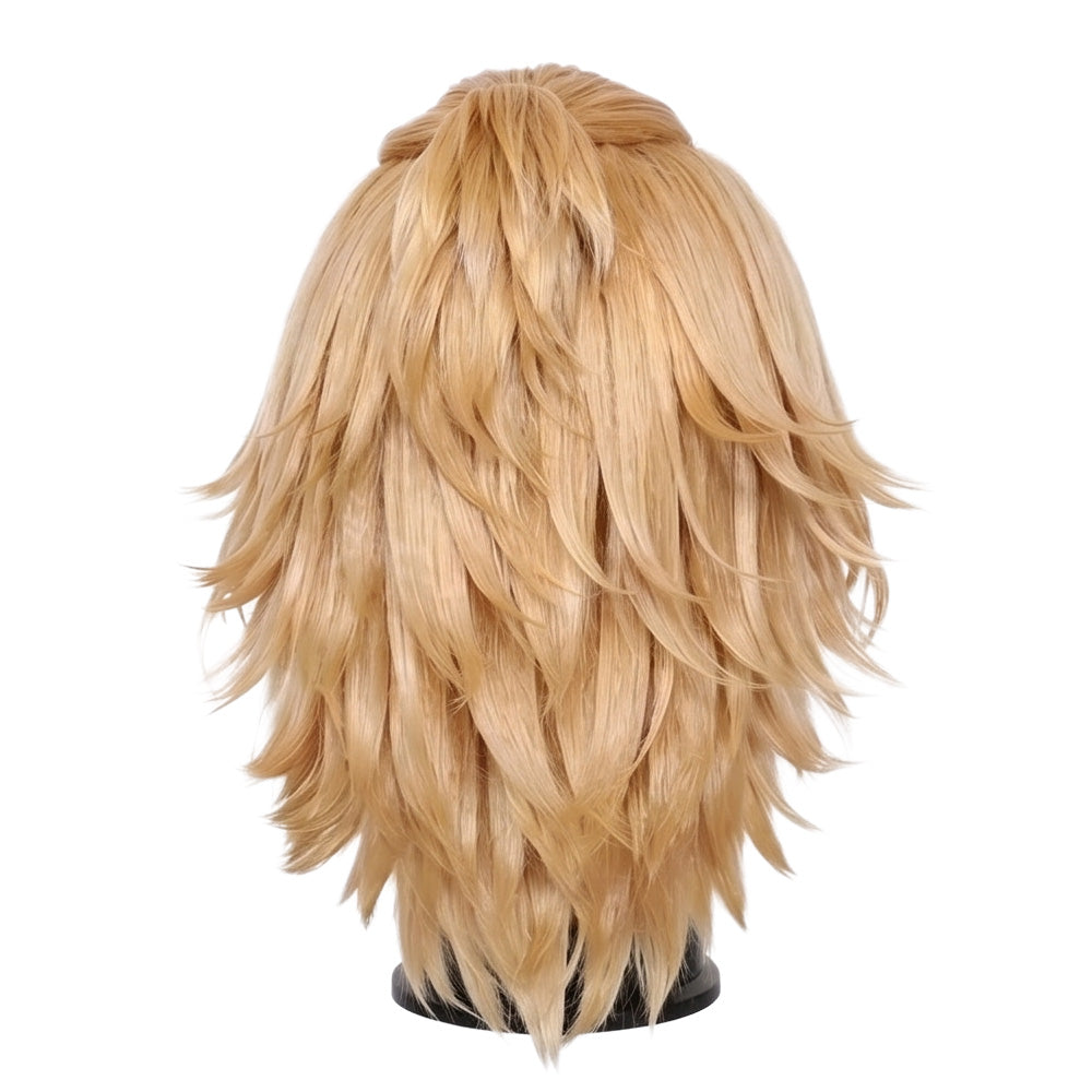 Back view of Tokyo Revengers Manjiro Sano wig with top knot detail