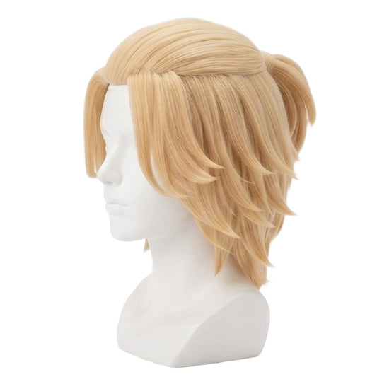 Side view of Tokyo Revengers Mikey basic blonde wig