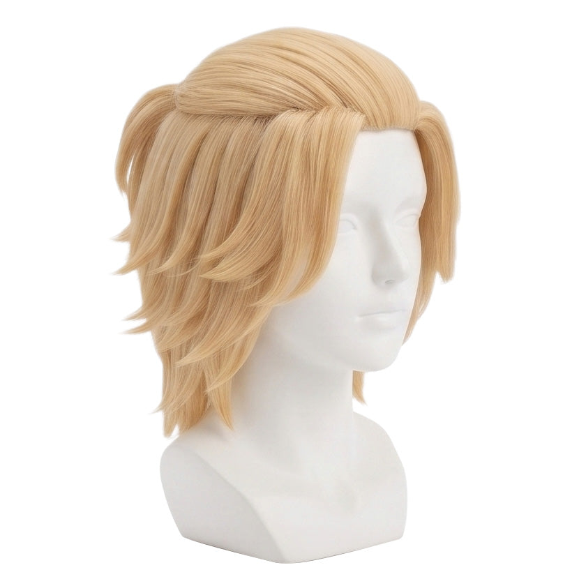 Blonde anime cosplay wig inspired by Mikey from Tokyo Revengers