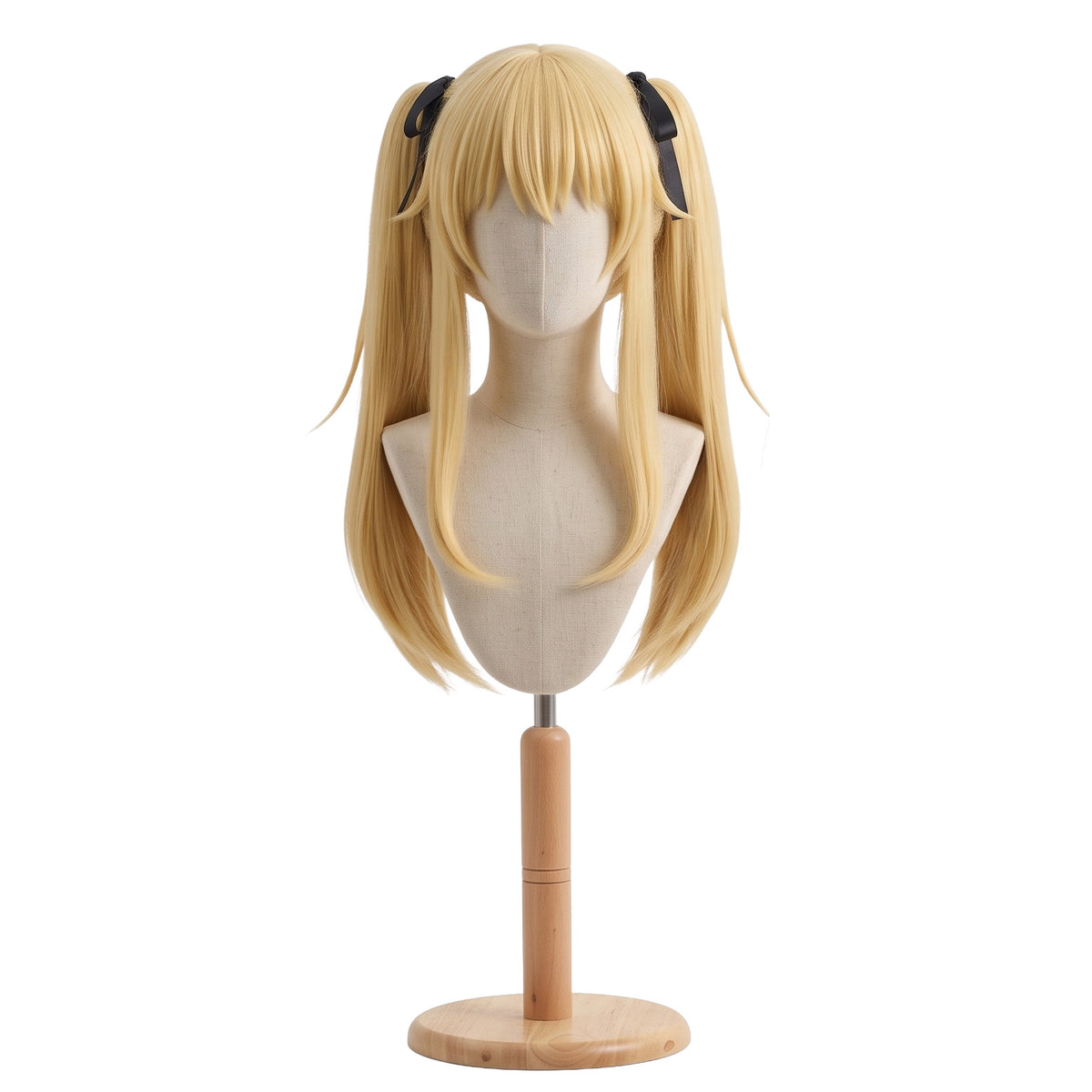 Front view of Mary Saotome cosplay wig with long blonde hair