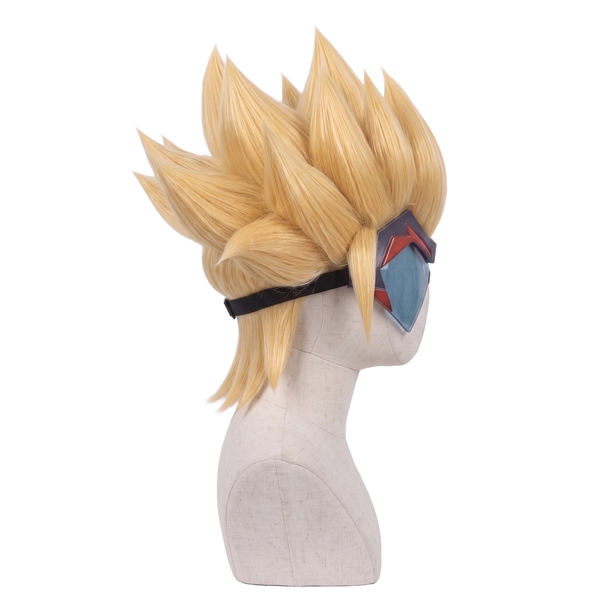 Side view of Bakugan Masquerade wig showing dramatic spiky layers