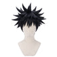 Megumi Fushiguro cosplay wig from Jujutsu Kaisen featuring a handcrafted black spiky anime hairstyle with sharp upward layers and character-accurate styling