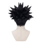 Back view of Megumi Fushiguro cosplay wig featuring layered black spiky hair, structured anime texture, and the signature Jujutsu Kaisen character hairstyle silhouette