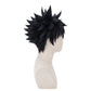 Right side view of Megumi Fushiguro cosplay wig displaying sharp black hair spikes, natural layered texture, and handcrafted character hairstyle design